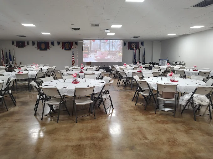 American Legion Post 26 event hall set with tables for a community gathering